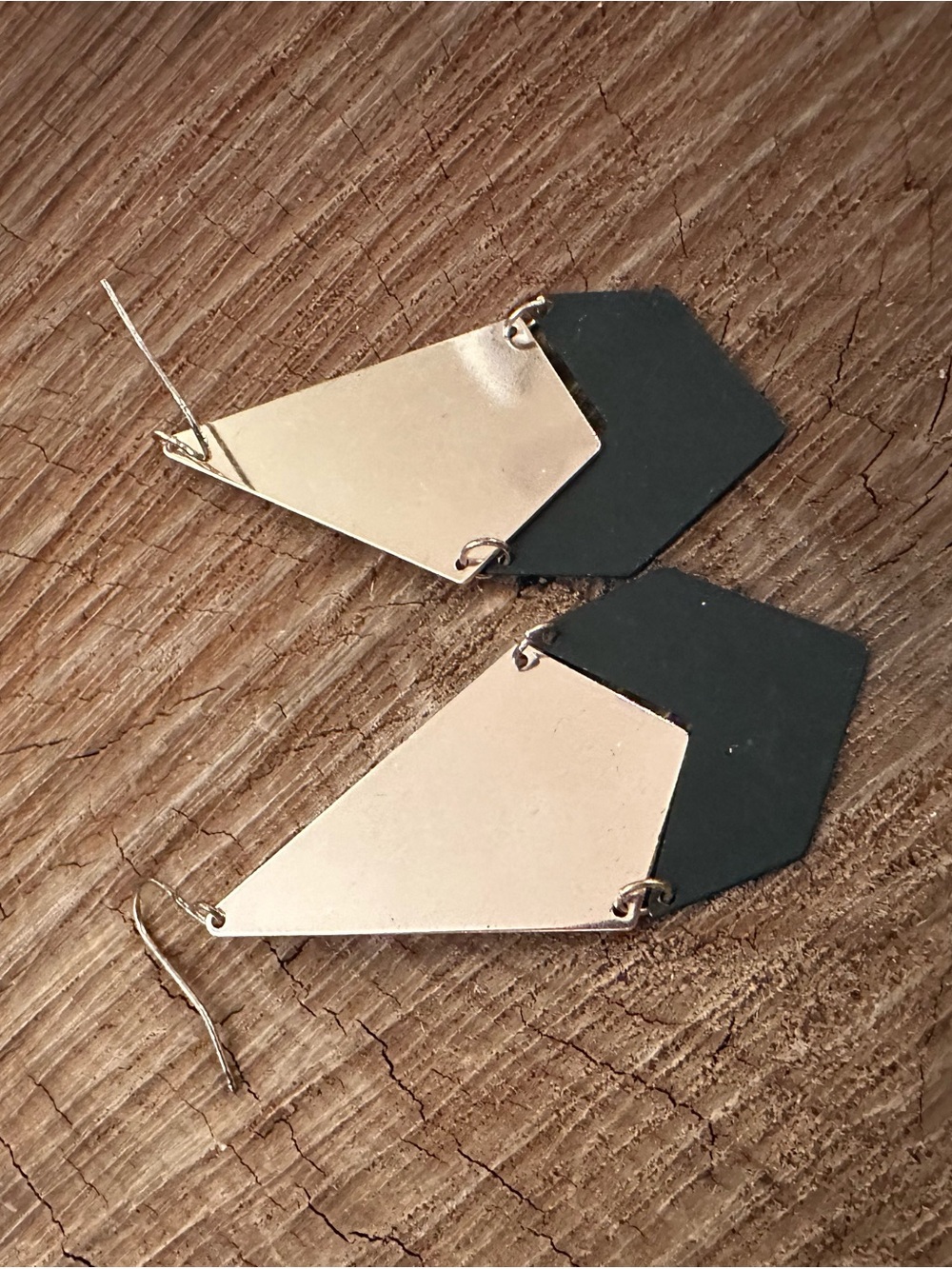 Gold and Black Geo Drop Earrings